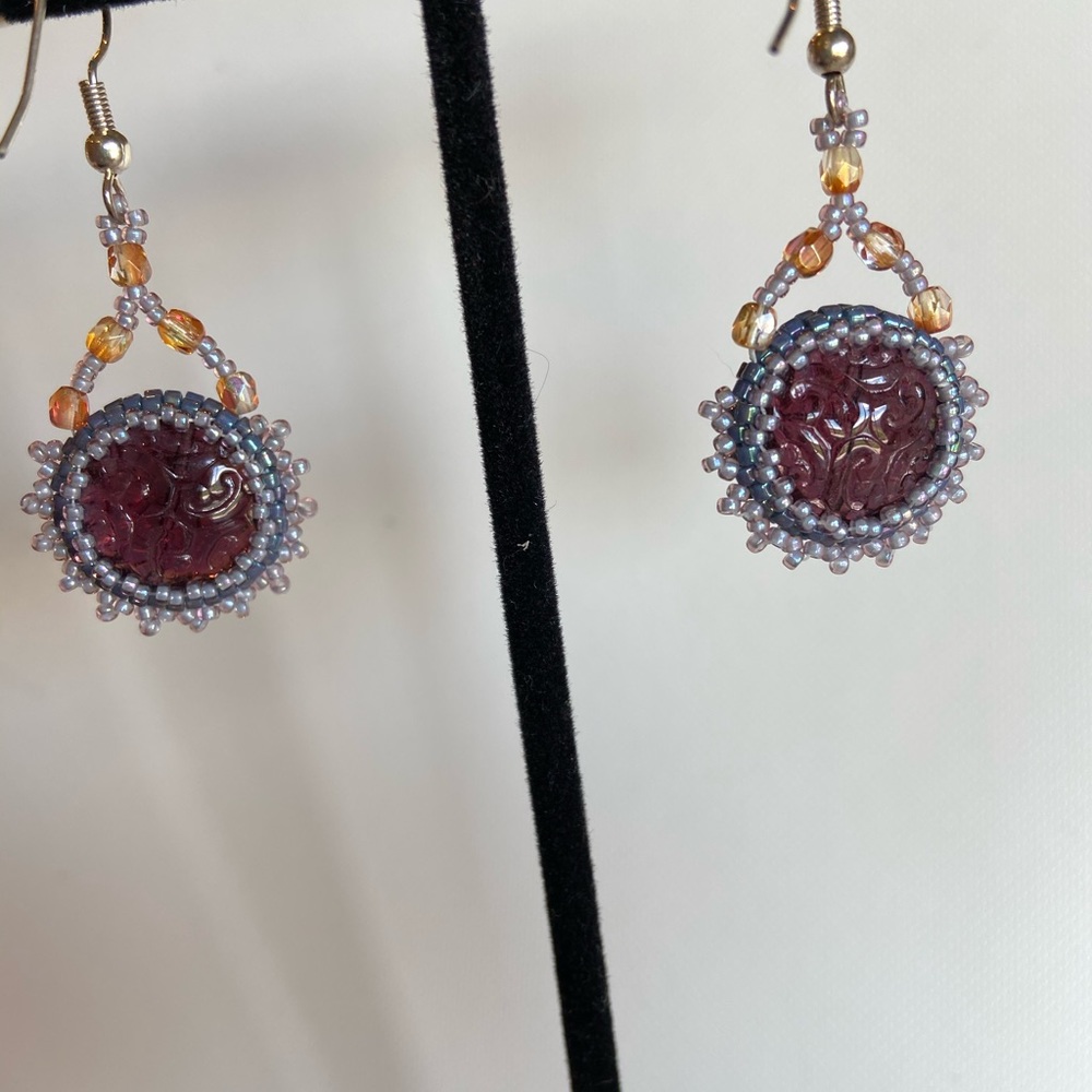 HANDMADE Beaded Boho Statement Earrings - Picture 3 of 3